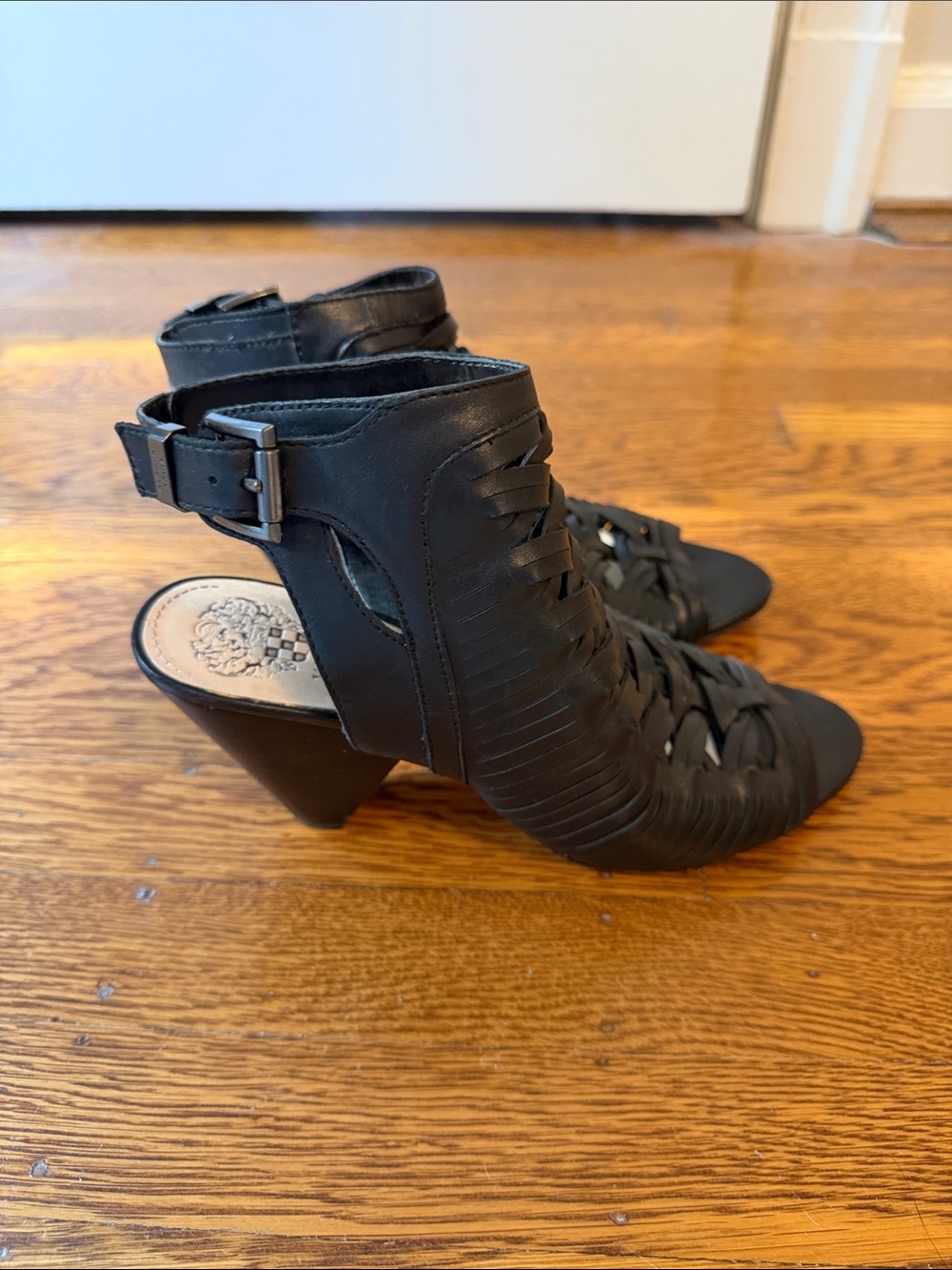 Vince Camuto Black Strappy Slingback Heel Sandals